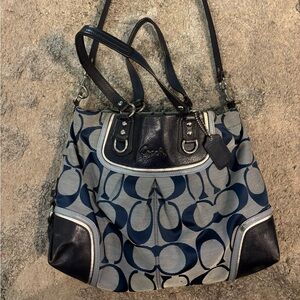 Coach Blue and Gray Signature Shoulder Bag